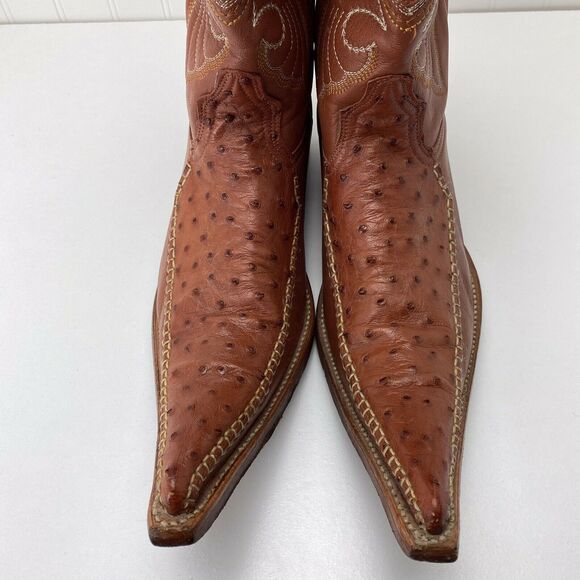 Los Altos Boots 6X Cognac Ostrich Fashion Cowboy Western Boots Mens US 7 EE $370 - Picture 4 of 12